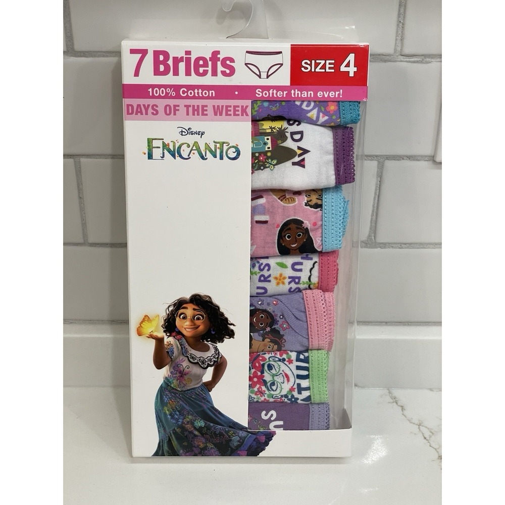 Disney Encanto Girls Briefs Size 4‎ Panties 7 Pack Days Week Toddler Cotton New